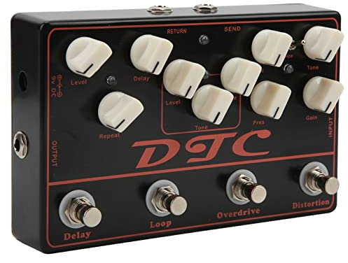 Synthesizer -Gitarrenpedal, Synthesizer -Gitarren -Effekte Pedal -Verzerrung Overdrive -Schleife Verzögerung Pedal Synthesizer Gitarrenpedal 4 in 1 Effekt Gitarre Multiffekte DC