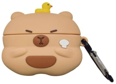 Kopfhörer-Hülle für AirPods 1/2, niedliche Ente, ruhige Ruhe, Capybara, weiche TPU-Silikonhülle, schöne braune Capybara AirPods 1/2, Schutzhülle, stoßfest, Schutz für Ohrhörer