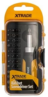 XTrade X0900077 38 Piece Ratchet Screwdriver Set Assorted S2 Screwdriver Bits & Accessories with Comfortable Handle