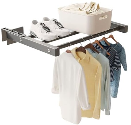 Inscrip Wäscheständer, Ausziehbare Wäscheleine, Balkon Einhänge Handtuchhalter, Aluminium, 3-Stangen-Wäscheständer, Geeignet Für Geländer Von 1–11cm (Kleine A)