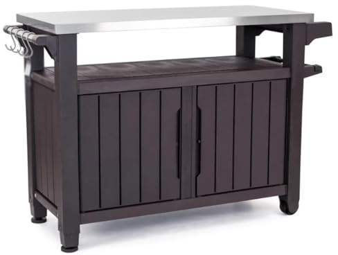 MOBYGKFY Storage BBQ Grilling Cart Outdoor Furniture Rolling Cart Kitchen Island