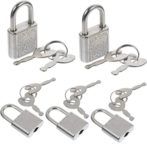 VICASKY Lot de 5 Sets de Sets de Petites Serrures en Plastique Argenté pour Coffres à Trésor D'garçon et Filles avec Clés, Design Rétro Facile à Installer, pour Décorer Les Boîtes