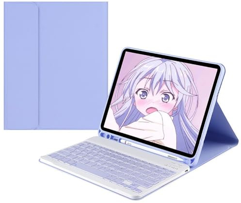 YSJX PU+TPU-Lederhülle mit Standfunktion und Stiftschlitz, abnehmbare Tastaturabdeckung, kompatibel mit Samsung Galaxy Tab S8 Ultra 14,6 Zoll(Light Purple+Keyboard)