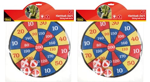 Idena 90462 - Dartspiel, 2 Sets mit je Einer Dartscheibe aus Stoff und 4 Klettbällen, Durchmesser ca. 35 cm, für drinnen und draußen