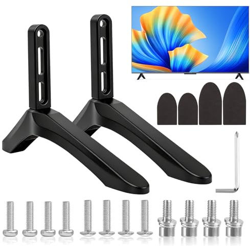 Kunaxku Support TV de table, universel pour écrans LCD LED de 32 à 65 pouces, pieds pour T-V, support universel avec vis, noir