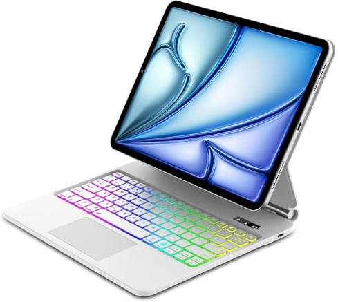 Magic Keyboard for iPad Air 13 (M4 2026, M3 2025, M2 2024) and iPad Pro 12.9 (6th/5th/4th/3rd Gen), Slim Magnetic Floating Stand and Multi-Touch Trackpad, UK Layout Keyboard Case with Backlit, White