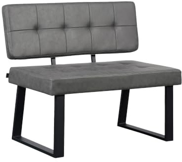 B&D home Sitzbank Sigfrid - Eckbank Esszimmer Mit Lehne, Sitzbank Flur, Pflegeleichter Bezug in Leder Optik in Dunkel Grau, Kaltschaum-Polsterung, Für Esszimmer, Küche & Flur, 100 cm