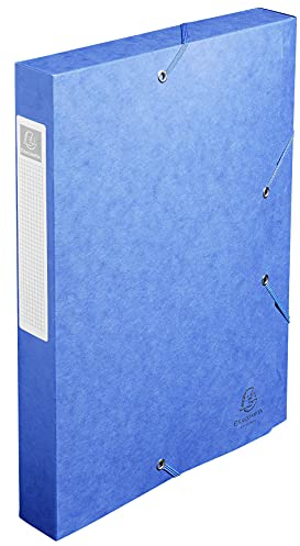 Exacompta 14005H 10er Pack Premium Sammelboxen mit Gummizug 40 mm breit aus extra starkem Colorspan-Karton mit Rückenschild für DIN A4 Archivbox Heftbox Dokumentenbox Zeichenbox Sammelmappe blau