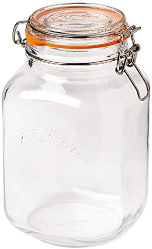 Kilner Square Clip Top Jars 2 Litre - Case of 6 | Kilner Preservation Jars, Kilner Storage Jars, Kilner Jam Jars with Cliptop Lid