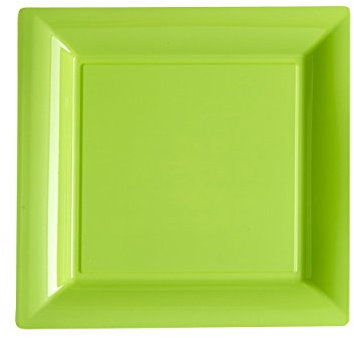 12 Petites Assiettes Carrées en Plastique Vert 18 cm