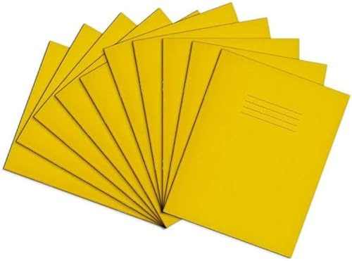 Rhino A5+ Exercise Books, 48-Page / 7mm Squared Paper Notebook, 100-Pack, 9 x 7 Writing Book, Office & School Stationery Supplies, Yellow