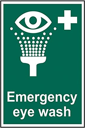 Spectrum Industrial 13984 Emergency Eye Wash First Aid Safety Sign, Non Adhesive Rigid 1mm PVC Board, 200mm x 300mm, Multi-Colour, 200 x 300 mm