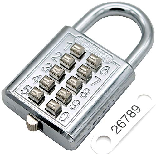 MIONI 10 Digit Push Button Zahlenschloss, 5-stelliger Schließmechanismus, Silber