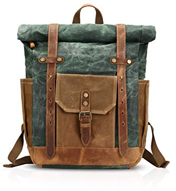 FANDARE Modische Schultasche, Reiserucksack, Herren, 15,6 Zoll, Laptop, Daypack, Outdoor, Camping, große Kapazität, Rucksack, Segeltuch, grün, L, Freizeitrucksack