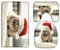 A.Monamour Badezimmer Badematte 3 Teilig Set Nette Katze Im Roten Weihnachtsmann-Hut Tierischen Weihnachtsfeiertagkunstdruck Flanell Saugfähig Badteppiche Badvorleger Badgarnitur WC Vorleger