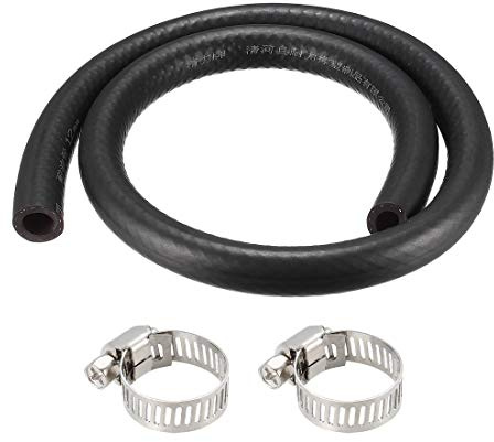 uxcell Fuel Line Hose Rubber 12mm I.D. 0.9M/3Ft Diesel Petrol Hose Engine Pipe Tubing with 2 Clamps