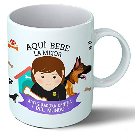 Planetacase - Taza adiestradora de Perros - Regalo Original - Cerámica 330 mL - Taza Desayuno Apta para Microondas y Lavavajillas - adiestradores Mascotas - Resistente a Lavados