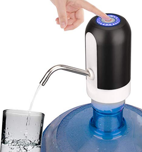 Water Bottle Pump 5 Gallon,Water Pump Dispenser Rechargeable Water Pump One Button Water Pump Dispenser with Replaceable Suction Pipe and Outiet Pipe