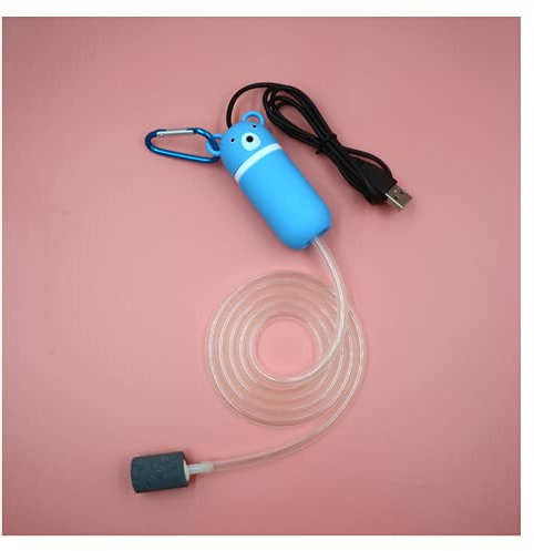 Cukol Usb Aquarium Fish Tank Air Pump Kit, Fish Tank Air Pump Aquarium Silent, Oxygen Pump for Aquarium Fish Tank Air Stone and Pump Kit (Light Blue)