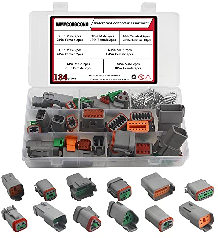 WMYCONGCONG Lot de 12 Connecteur de fil électrique 2, 3, 4, 6, 8, 12 broches connecteur mâle femelle étanche pour moto, scooter, voiture, camion, bateau