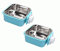 Fuwok 2-IN-1 Removable Dog Bowl for Crates Puppy Food Feeder Water Dish with Bolt Holder Stainless Steel Pet Hanging Bowl Food Water Bowl 2Pcs/Set (Small - Square, Blue)