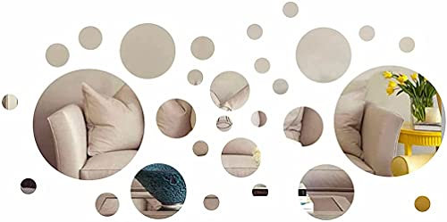 Voarge 30 espejos de pared redondos 3D espejos adhesivos decorativos extraíbles decoración del hogar para DIY TV fondo decoración