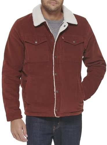 Levi's Corduroy Sherpa Lined Trucker Jacket (Regular & Big & Tall Sizes) Veste Camionneur en Velours côtelé, Rouille, XXL Homme