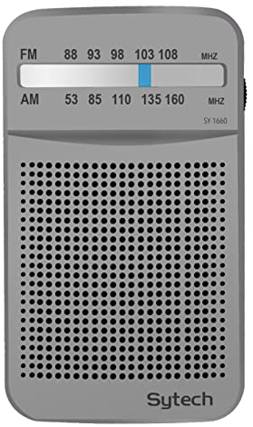 Sytech Radio de Poche Am-FM, Haut-Parleur, Verticale, Argent