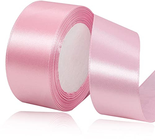 Satinband Rosa 40mm, 22 Meters Dekoration Geschenkband breit Schleifenband, Stoffband für Hochzeit, Taufe und Geburtstag Geschenke