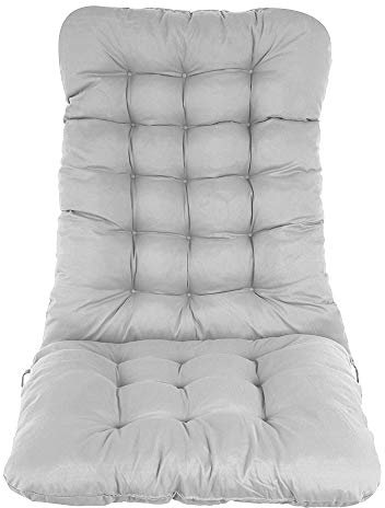Garden High Back Chair Cushion, 120x50CM Soft Thick Sun Lounger Recliner Cushion Non-slip Portable Garden Patio Padded Chair Seat Pads for Indoor Outdoor Travel Holiday Beach, No Chairs (Grey)