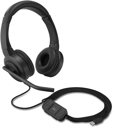 Kensington H1000 USB-C On-Ear Headset, Ultra Comfortable Professional Wired HD Audio Computer Headphone Device with Noise-Canceling Microphone, LEDs & 40mm Drivers, Universal Plug & Play (K83450WW)