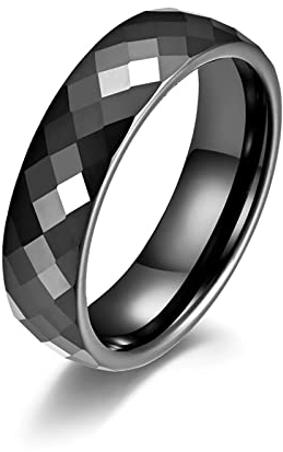 Silver Rings Goth, Ceramic Wedding Bands for Women No-Metal-Type Style E Diamond Tortoise Size 10 Trendy Costume Jewelry