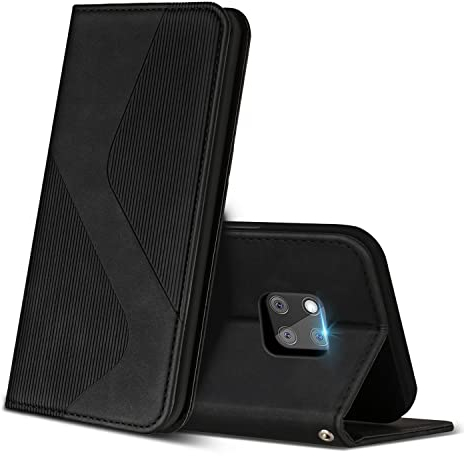 ZONNAVI Hülle für Huawei Mate 20 Pro, PU Leder Handyhülle mit Kartenfächer und Standfunktion, Lederhülle Flip Wallet Case Schutzhülle für Huawei Mate 20 Pro (Schwarz)