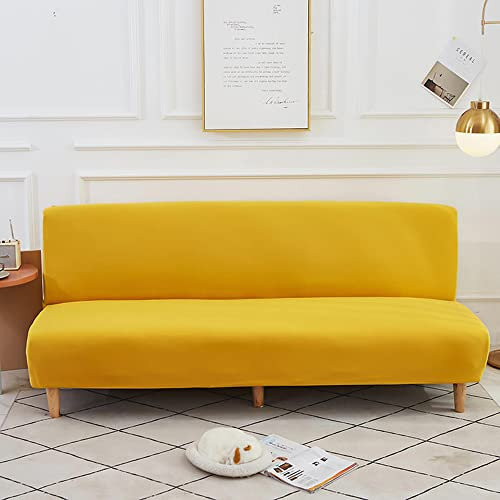 DOTBUY-SHOP Ohne Armlehne Sofahusse Stretch, Weich & Bequem Antirutsch Sofa Abdeckung Moderne Bedruckter Sofa Überzug Armloser Möbel Protector Sofabezug (160-190cm,gelb)