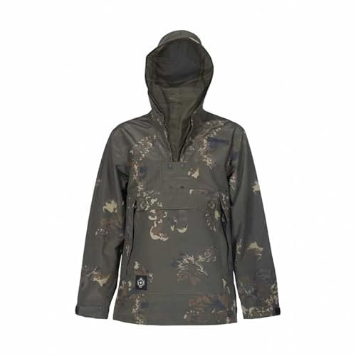 Nash Scope Waterproof Smock - Wasserdichter Windbreaker Camouflage für Angler - Regenjacke für Karpfenangler inklusive Moskitonetz, Größe:L