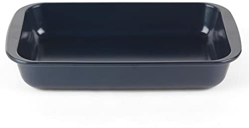 Progress BW11679WK Thermo Glass Roasting Tin – Large Roaster, Glass Baking Dish, For Oven, Freezer, Microwave, Lasagne Dish, Easy Grip, Triple Layer Technology, Bakeware for Meal Prep, 29cm, Navy Blue