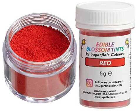 Sugarflair Blossom Tint Dust Lebensmittelfarbe Pulver Red - Lebensmittel Farbe Pulver für Kuchenoberflächen, Zuckerpaste, Fondant, Zuckerguss, Schokolade, Buttercreme, Macarons und mehr - 5g
