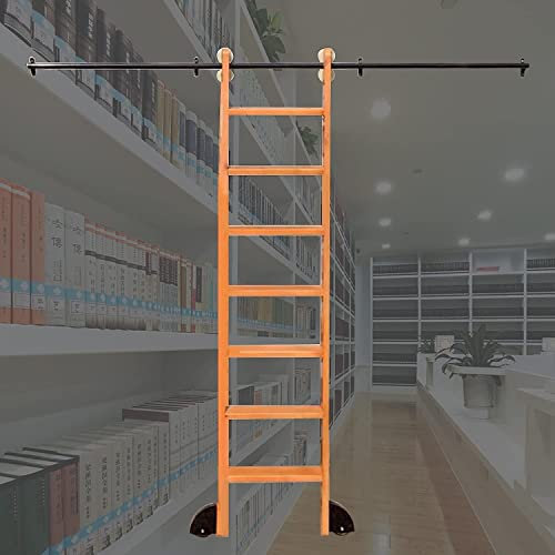 Rollleiter Hardware Kit 3.3ft-20ft Schwarz Rollbibliothek Leiter Hardware Kit für Bücherregal, Home Office Schiebeleiter Mobile Track (Keine Leiter)? Bodenrollenräder (Size : 10ft/300cm Tra