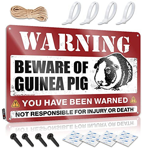 In Home Bar Schilder Beware of Guinea Pig Blechschild Outdoor Veranda Dekor Warnschild (Größe: 30 x 40 cm)