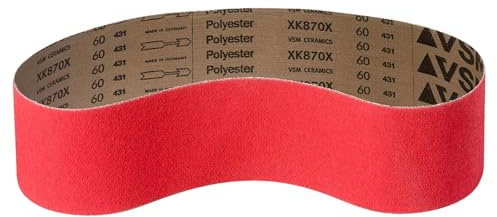 VSM Schleifband XK870X – 100 x 2000 mm – Körnung P36 – 20 Stück – aggressives Keramikkorn für Metall Edelstahl – reißfeste robuste Gewebeunterlage – wasserfest – Profi-Schleifbänder für Bandschleifer
