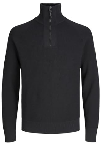 JACK & JONES Male Strickjacke mit Viertelreißverschluss Einfarbig Strickjacke mit Viertelreißverschluss