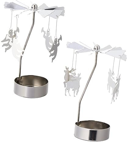 Garneck 2 Stk Rotierender Leuchter Weihnachtsengel Kerzenhalter Rotierender Kerzenhalter Weihnachtsleuchter Stehen Engel Kerzenhalter Halter Kerzenkarussell Metall Glockenspiel Romantisch