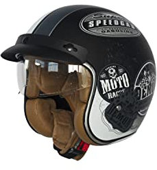 Jethelm mit Visier Motorradhelm für Moped, Scooter Vespa Motorrolle Zertifikat ECE - N02 XS