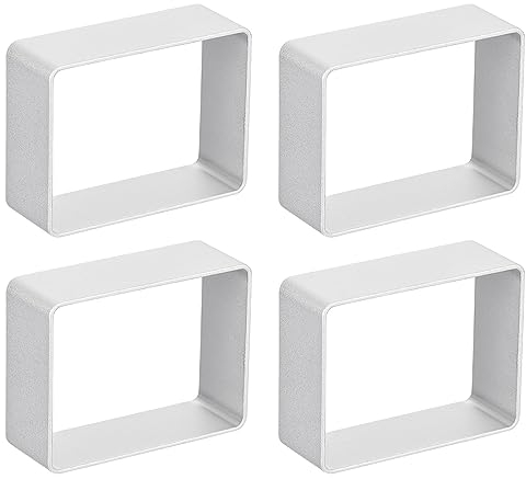 sourcing map 4pcs Métal Cookie Coupeurs Ensemble, Aluminium Alliage Rectangle Cookie Découpeur Cookie Pâtisserie Moule pour Fabrication Gâteau, Fondant, Biscuit, Sandwich, Argent