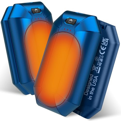 2 Pack Hand Warmers Rechargeable, Electric Hand Warmer Reusable, USB Handwarmers,Outdoor/Indoor/Golf/Camping/Hunting/Pain Relief/Watch Football/Baseball/Warm Gifts for Men Women Kid Birthday Christmas