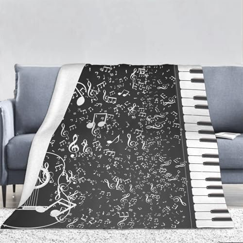 3D Klavier Kuscheldecke Flauschig Flanell Gitarren Decken Wohndecke Flanelldecke Sofadecke Couchdecke Geschenke für Kinder Erwachsener Decke 150x200cm