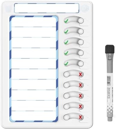 NGCG Tableau de corvées effaçable Liste de choses à faire Planification Tableau de routine coulissant Outils TDAH et horaires visuels pour enfants et adultes