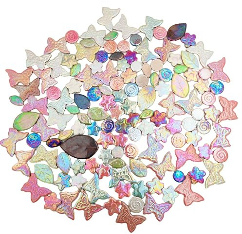 Carreaux de mosaïque en céramique aléatoire, 500 g, pour loisirs créatifs, assiettes, pots de fleurs, vases, tasses, fournitures de fabrication de mosaïque (feuilles, fleurs, papillons, rondes)