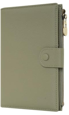WASON Copertura del passaporto blocco RFID in pelle, Portafoglio da viaggio, passaporto tasca con cerniera per carta d'identità carta d'imbarco biglietto contanti scheda SD (Verde)