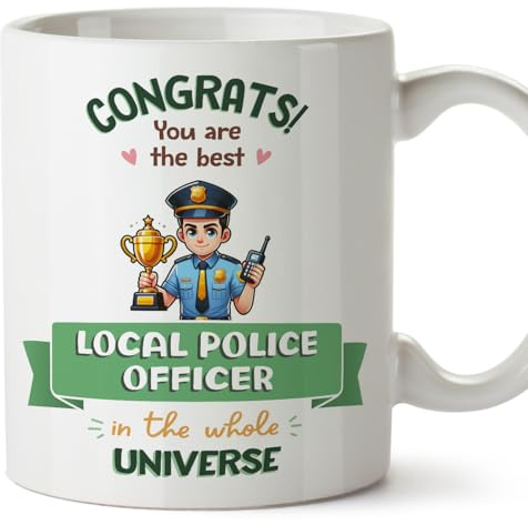 MUGFFINS Local Police Officer Man Mug - in English - Best in Universe Trophy - Funny Gift for Colleagues - Ceramic 11oz Mug